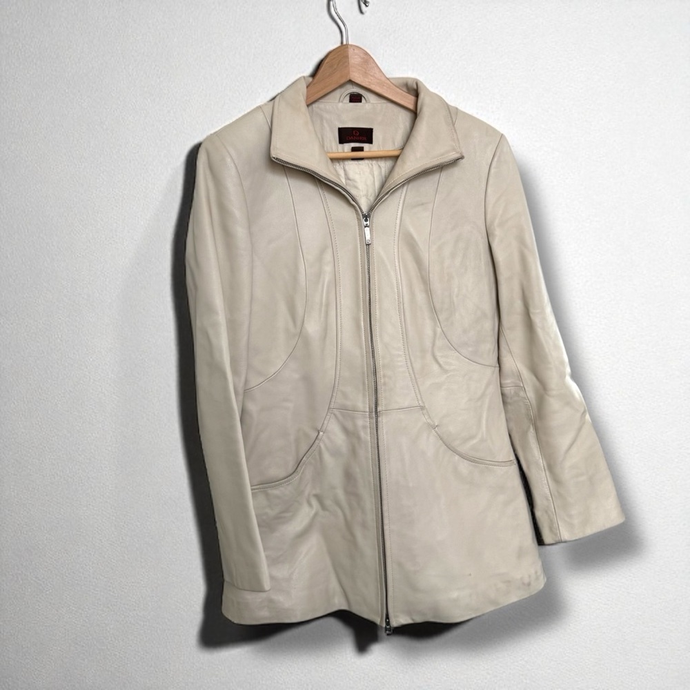 Vintage Danier Genuine Leather Jacket Creamy Taupe, Zip, Minimalist Cut 8/10 - Picture 2 of 8